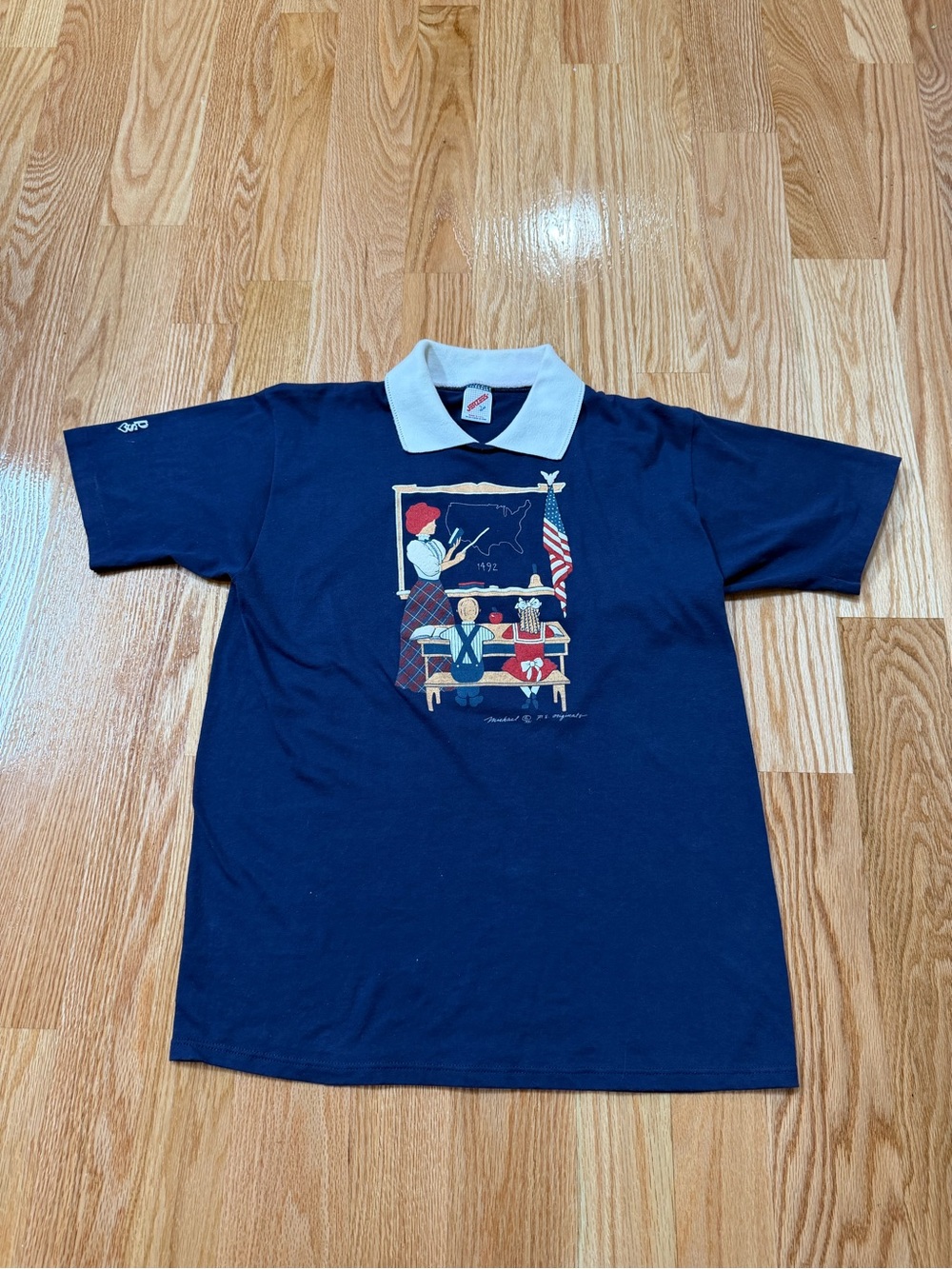 Vintage American School T-Shirt W Collar Women’s Size Large P.S. Originals Rare